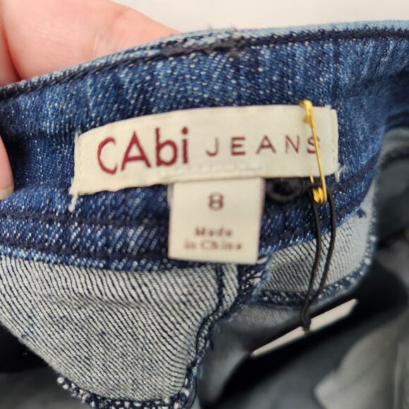 NWT CAbi Dark Wash Blue Denim Flare Leg Style# 511R Jeans Women's 8 - Picture 2 of 8
